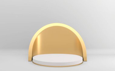 Beyaz stil, podyum minimum geometrik. 3B görüntüleme