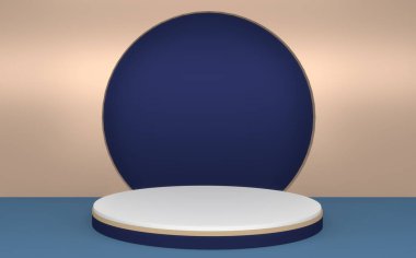 Mavi Podyum, minimal podyum geometrik ve dekorasyon rengi Japon tonu 3D