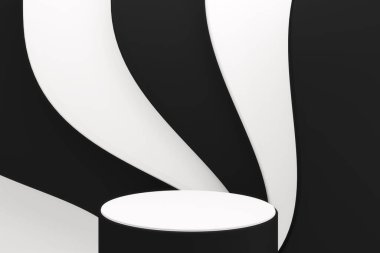 Siyah ve Altın Podyum, asgari geometrik, Karanlık stil, soyut 3D