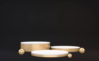 Koyu siyah podyum minimum geometrik 3D görüntüleme