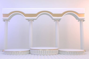 Kozmetik ürünler için podyum boşluğu. 3B görüntüleme
