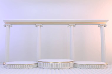 Kozmetik ürünler için podyum boşluğu. 3B görüntüleme