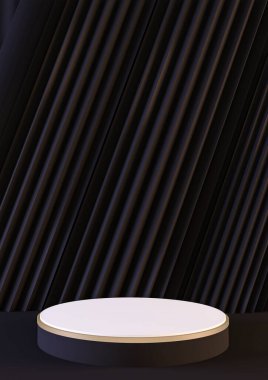 Soyut Dikey Siyah Podyum Japon minimumu geometrik 3D görüntüleme