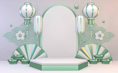 Ürün için Naneli Podyum En düşük geometrik tasarım 3D görüntüleme