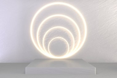 3D görüntüleme, lüks podyum roma tarzı arkaplan beyaz ürün göstermek için.