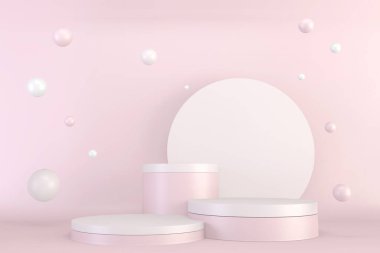 Ürün gösterisi için minimum pembe kaide tasarımı, 3B oluşturma