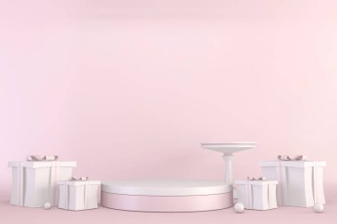 Ürün gösterisi için minimum pembe kaide tasarımı, 3B oluşturma