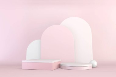 Ürün gösterisi için minimum pembe kaide tasarımı, 3B oluşturma