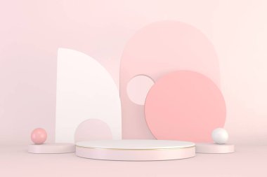 Ürün gösterisi için minimum pembe kaide tasarımı, 3D görüntüleme