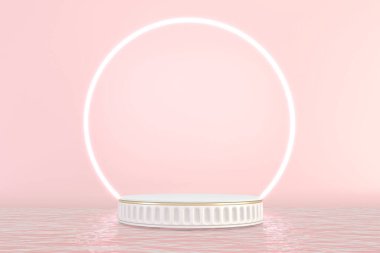 Ürün gösterisi için minimum pembe kaide tasarımı, 3D görüntüleme