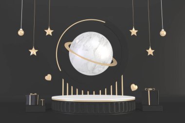 3D görüntüleme, Siyah Lüks Podyum arkaplan siyah ürün göstermek için.