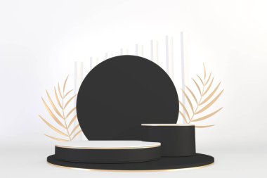 3D görüntüleme, Siyah Lüks Podyum arkaplan siyah ürün göstermek için.