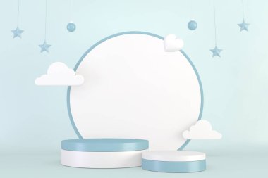 Ürün gösterimi için Cyan kaide tasarımı, 3B görüntüleme