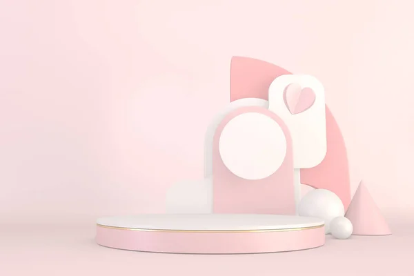 Minimal Pink Βάθρο Σχέδιο Για Την Επίδειξη Προϊόντων Τρισδιάστατη Απόδοση — Φωτογραφία Αρχείου