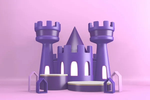 Púrpura Moderna Cilindro Pódios Roxo Decoração Desenho Animado Style Renderização — Fotografia de Stock