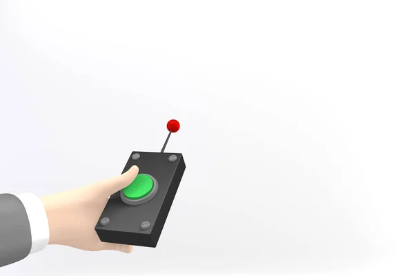 Hand Pressing Remote Button Rendering — Stock Photo, Image