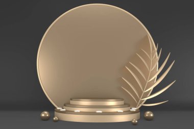 Siyah soyut tasarım siyah podyum kozmetik ürünler gösteriyor. 3B görüntüleme