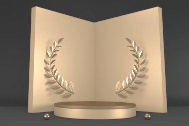 Siyah soyut tasarım siyah podyum kozmetik ürünler gösteriyor. 3B görüntüleme