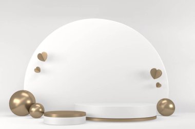 Arka plandaki granit beyazı kozmetik ürünler için Roma podyumu beyazı. 3d oluşturma