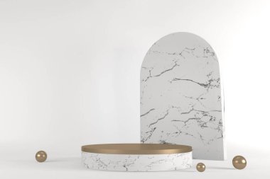 Beyaz arka planda modern siyah podyum. 3B görüntüleme