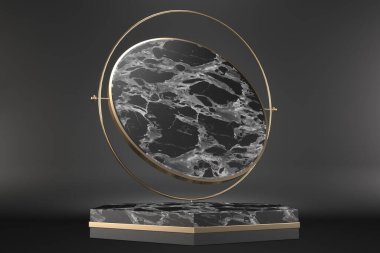 Modern granit, Zafer podyumu kozmetik ürün geometrisi gösteriyor. 3B görüntüleme