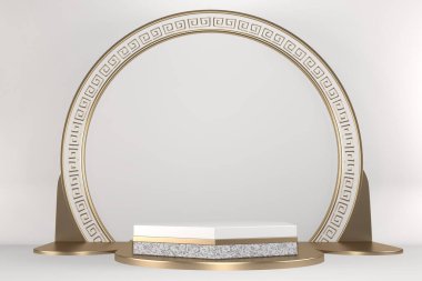 Beyaz arka planda modern siyah podyum. 3B görüntüleme