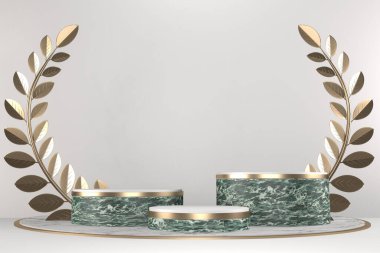 Beyaz arka planda modern siyah podyum. 3B görüntüleme