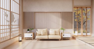 Japonya tropik desing 3D görüntüleme odasındaki kanepe