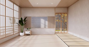 Boş - Temiz modern oda Japon tarzı 3D tasarım