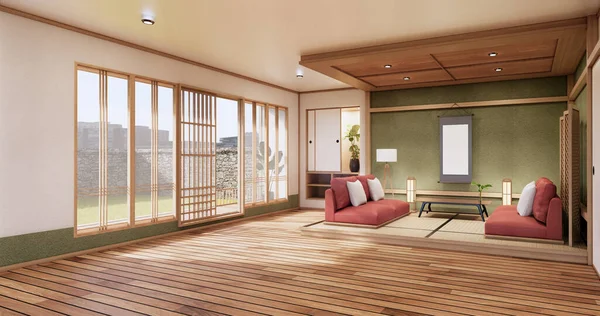 Nihon Green Room Design Interior Room Japanese Style Rendering — Stock Photo, Image