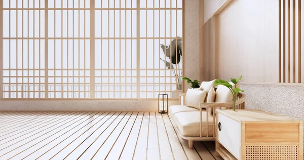 Vazio Quarto Moderno Limpo Japonês Style Renderização — Fotografia de Stock