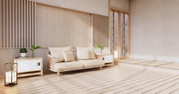 Sofa Pokoji Japonsko Tropické Desing Rendering — Stock fotografie