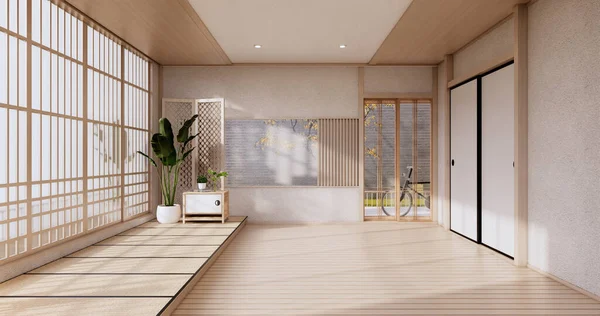 Vazio Quarto Moderno Limpo Japonês Style Renderização — Fotografia de Stock