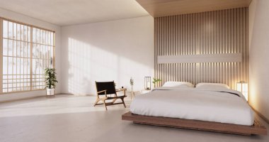 Modern yatak odası - Japon tarzı 3D görüntüleme