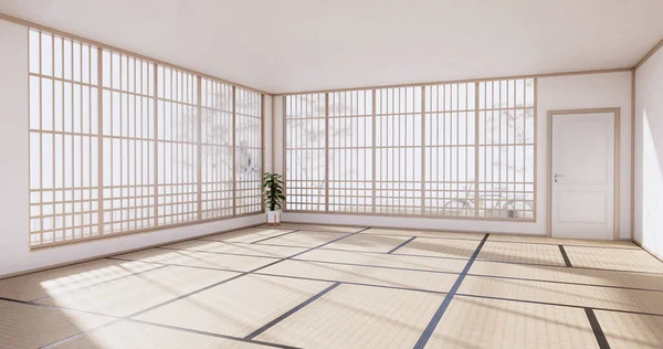 Empty Clean Μοντέρνο Δωμάτιο Ιαπωνικό Στυλ Απόδοση — Φωτογραφία Αρχείου