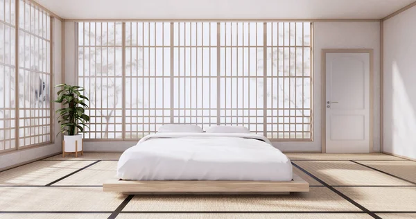 Kamar Tidur Modern Render Style Jepang — Stok Foto