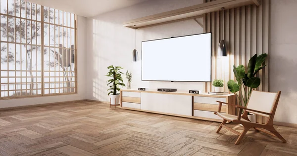 Gabinete Diseño Madera Habitación Moderna Japanese Rendering —  Fotos de Stock