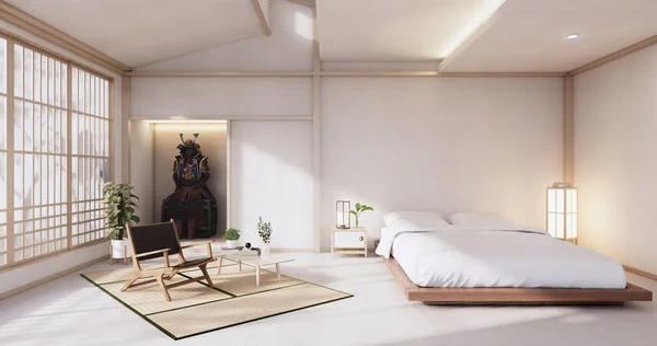 Quarto Moderno Estilo Japonês Renderização — Fotografia de Stock