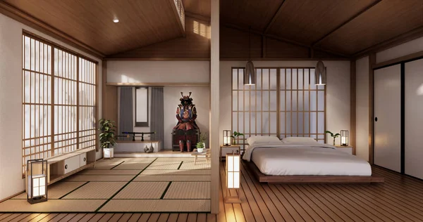 Dormitorio Moderno Estilo Japonés Representación — Foto de Stock
