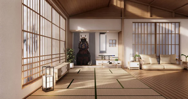 Vazio Quarto Moderno Limpo Japonês Style Renderização — Fotografia de Stock