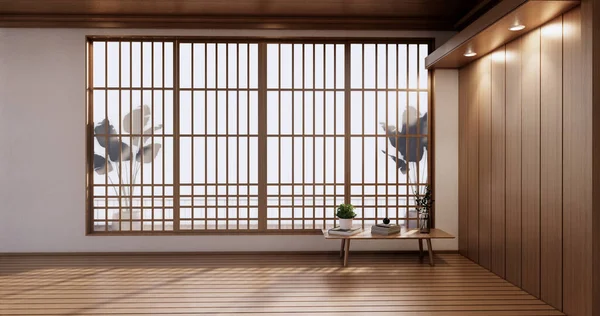 空房间 日本室内艺术的最小设计 3D渲染 — 图库照片