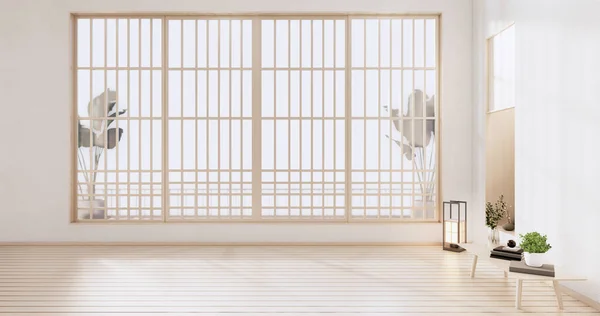 Leeg Schoon Moderne Kamer Japanse Stijl Rendering — Stockfoto