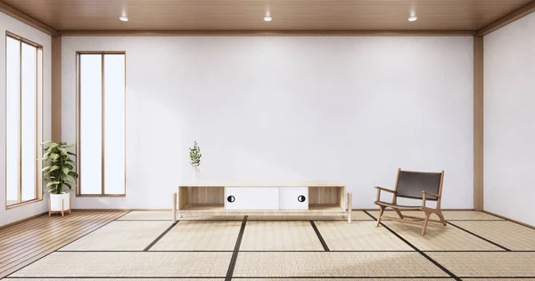 Desain Kayu Kabinet Pada Ruangan Modern Japanese Rendering — Stok Foto