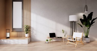 Kabine ahşap tasarımı oda Japon minimalist yaşayan roon dış, 3D görüntüleme