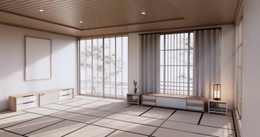 Modern oda Japonya 'nın ahşap dizaynı 3D