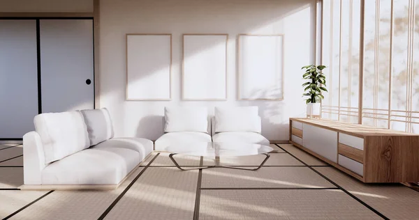 Salondaki Dolapta Yerde Tatami Hasırı Tasarım Koltuğu Var — Stok fotoğraf
