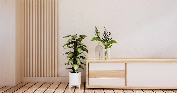 現代の部屋の日本語でキャビネットの木のデザイン — ストック写真