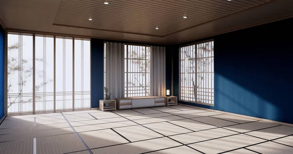 Interior Diseño Habitación Color Azul Con Papel Puerta Pared Del —  Fotos de Stock