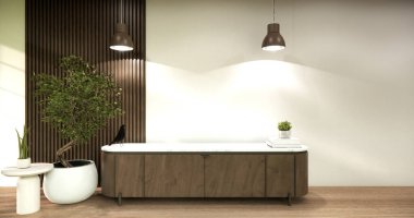 Modern oturma odasının ahşap dizaynını 3D olarak düzenle.