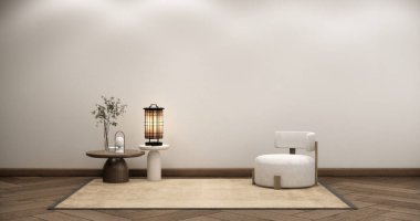 Mini kanepe koltuğu ve dekorasyon modern oda Japon iç mimarisi minimalist 3D tasarımı